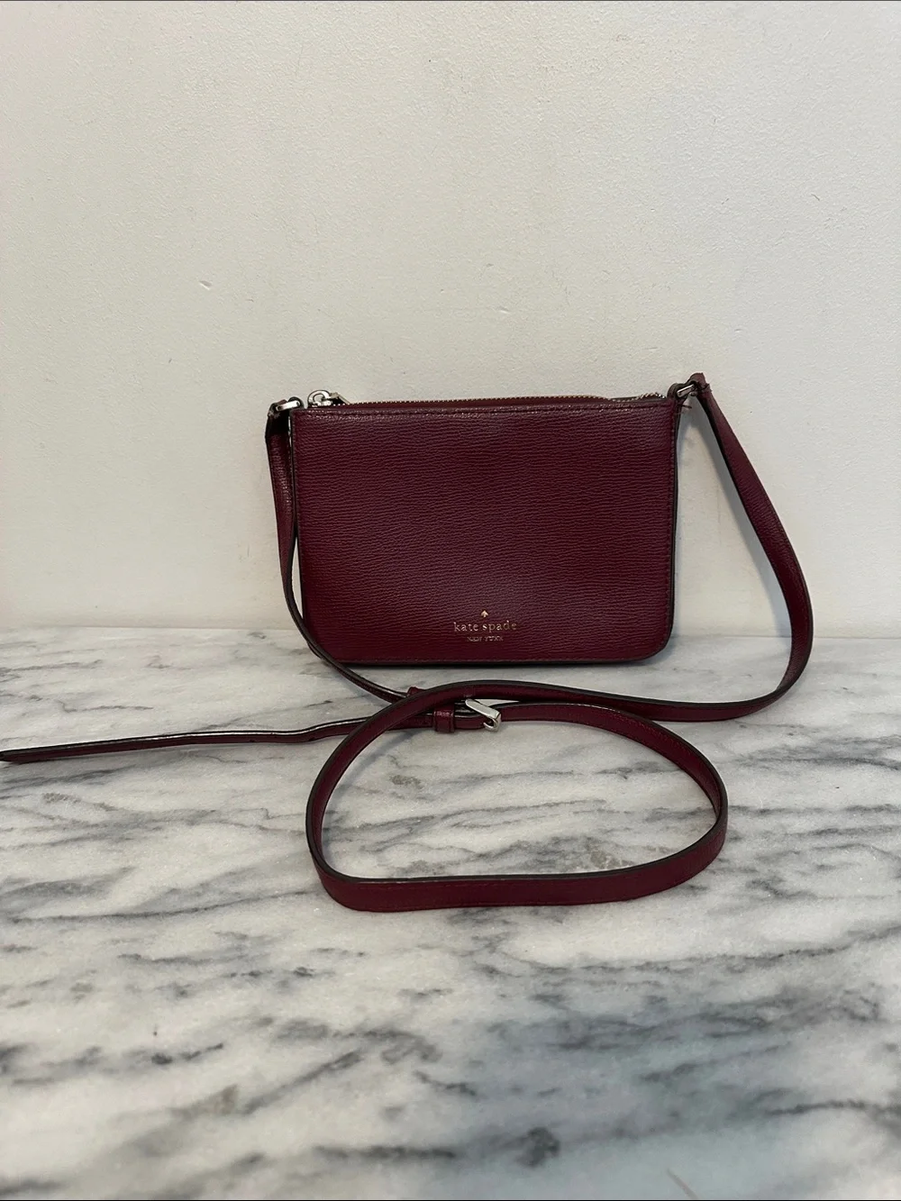 kate spade Burgundy Leather Crossbody with Adjustable Strap